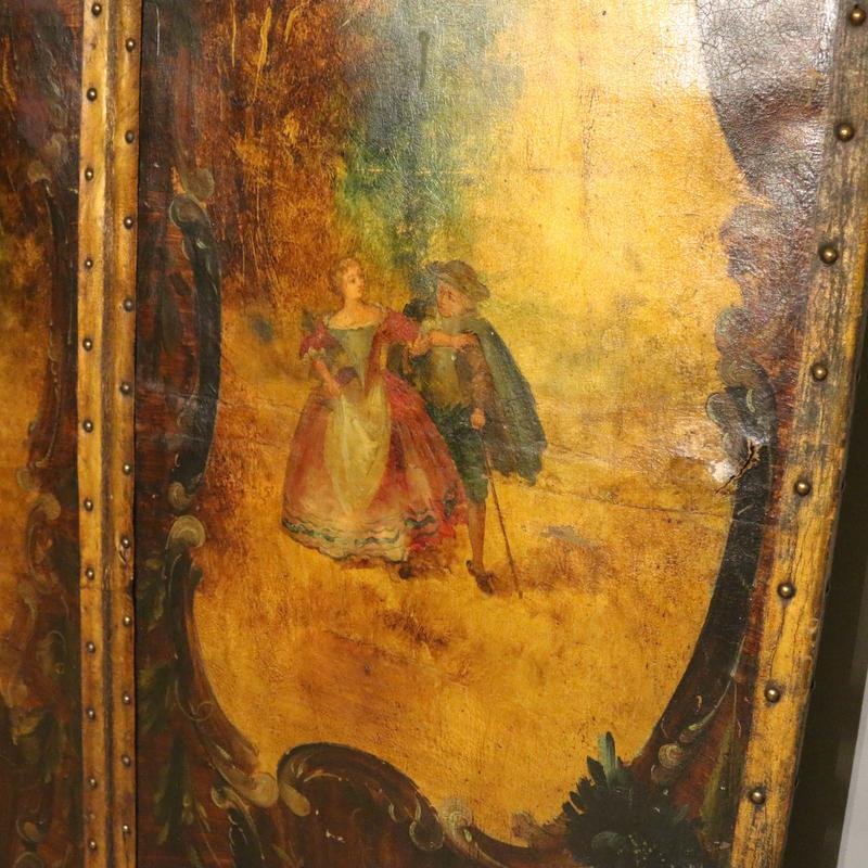 Large Italian Leather Screen for sale at Pamono