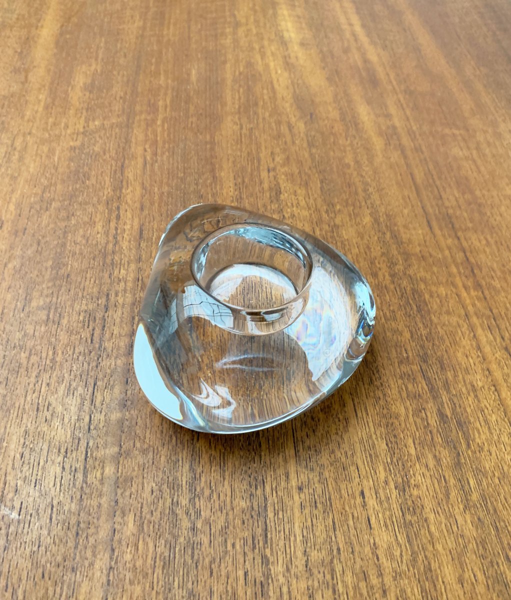Vintage Swedish Glass Candle Holder from Orrefors for sale at Pamono