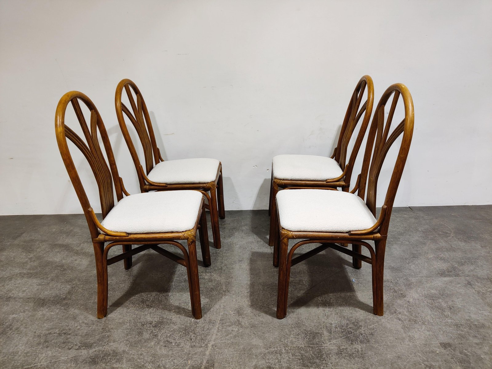 Vintage Bamboo Dining Chairs, 1960s, Set of 4 for sale at Pamono
