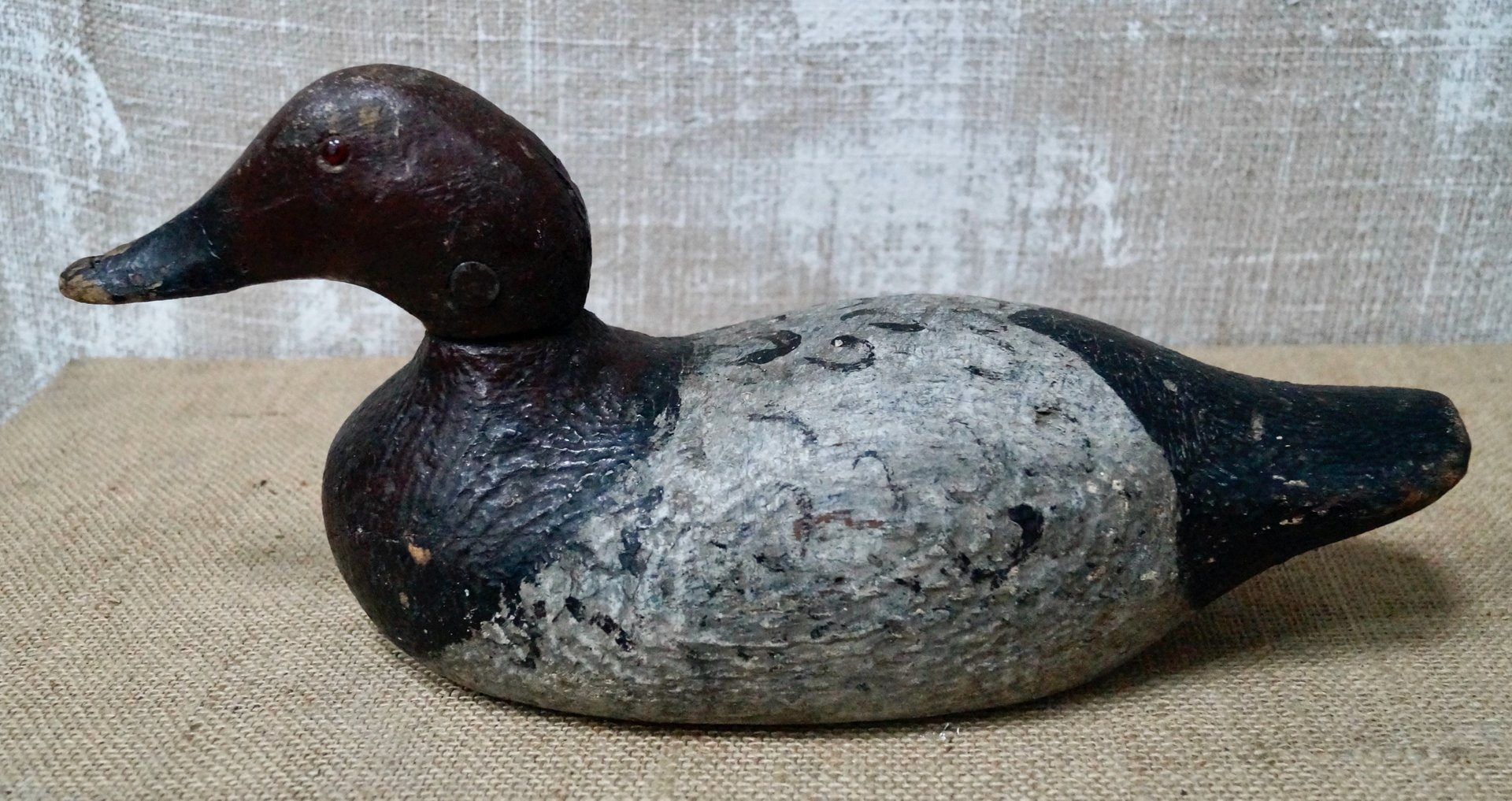 Hand Carved Wood Decoy Duck for sale at Pamono