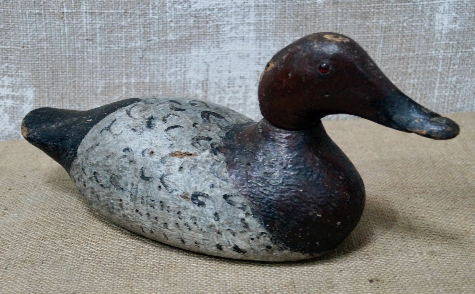 Hand Carved Wood Decoy Duck for sale at Pamono