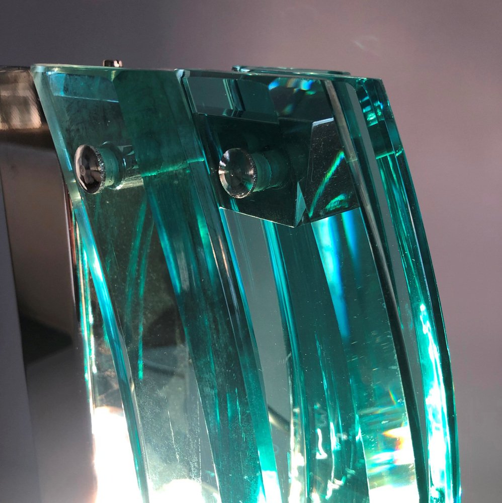 Italian Emerald Green Murano Glass Wall Lights from Crystal Art, 1970s