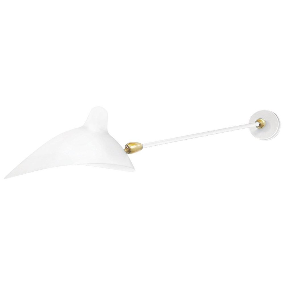 MidCentury Modern White Wall Lamp with 1 Straight & 2 Swivelling Arms