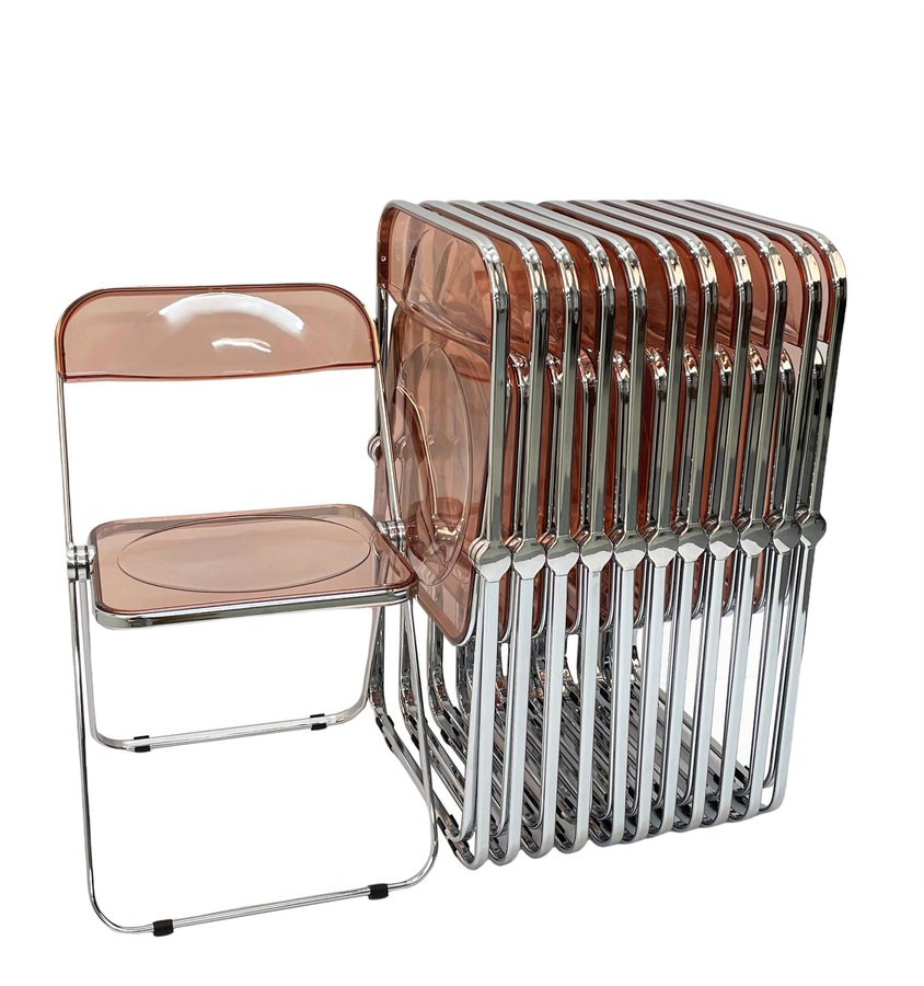 Sedia Pieghevole In Acrilico Trasparente - Struttura Cromata, Portata 480 Lb, 10 Colori