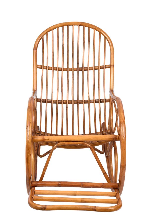 Italienischer MidCentury Riviera Schaukelstuhl aus Rattan & Bambus