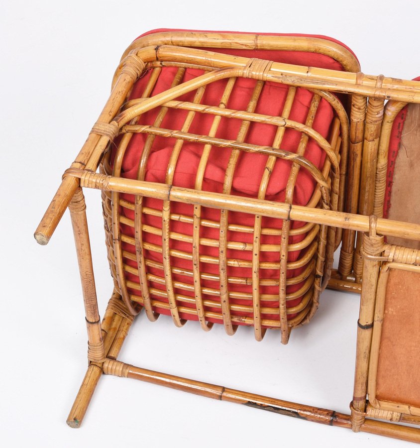 Italienische MidCentury Bank aus Bambus & Rattan, 1950er bei Pamono kaufen