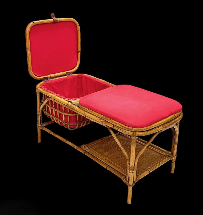 Italienische MidCentury Bank aus Bambus & Rattan, 1950er bei Pamono kaufen