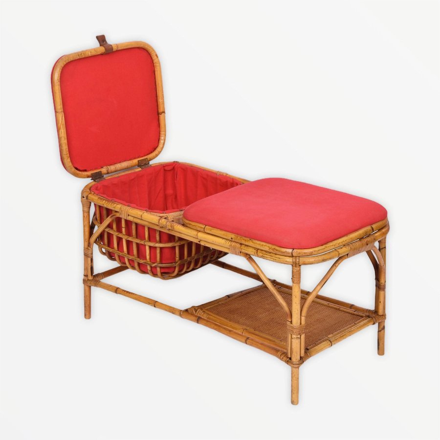 Italienische MidCentury Bank aus Bambus & Rattan, 1950er bei Pamono kaufen