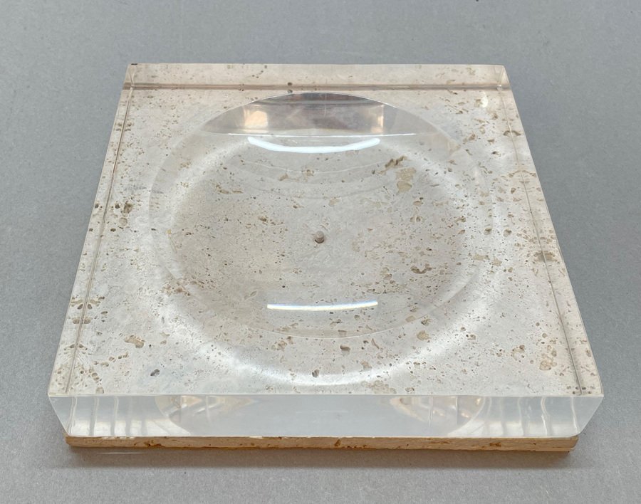 Mid-Century Italian Travertine Acrylic Glass Centerpiece Bowl by ...