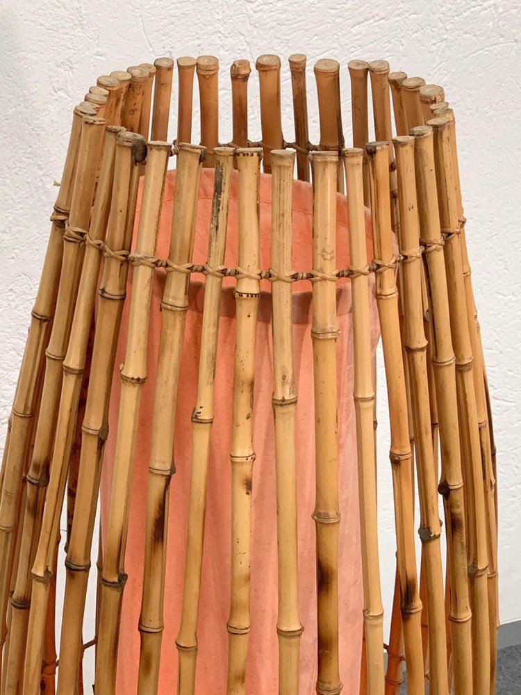 Italienische MidCentury Stehlampe aus Bambus & Rattan von Franco