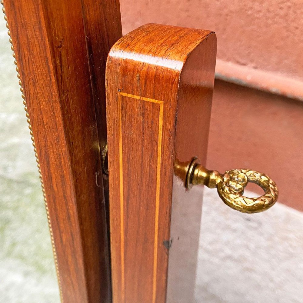 MidCentury Italian FreeStanding Full Length Oval Wood Floor Mirror