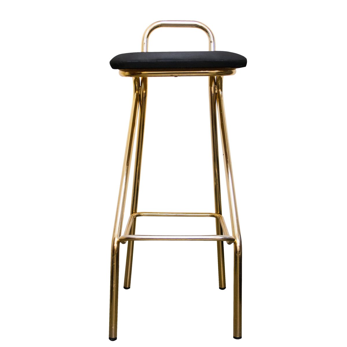 MidCentury Brass Metal Leather Bar Stools, Italy, 1960, Set of 2 for