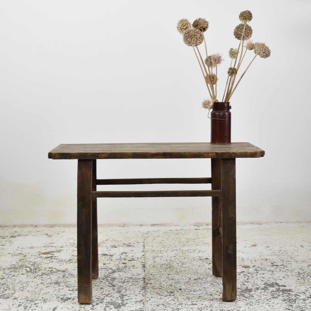 Antique Rustic Elm Console Table for sale at Pamono