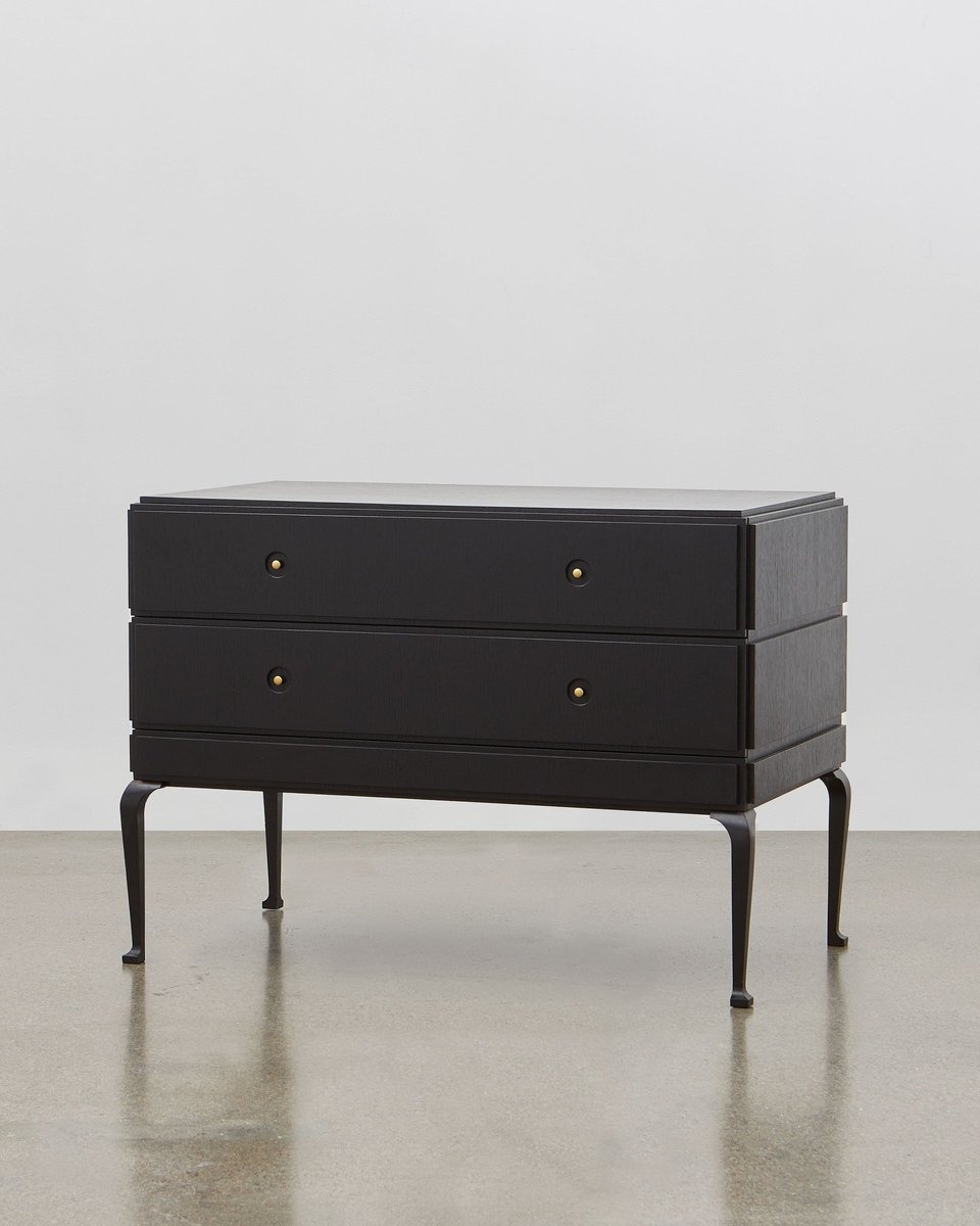PH Grand Chest of Drawers, Wood Legs, Black Oak Veneer, White Ash Wood
