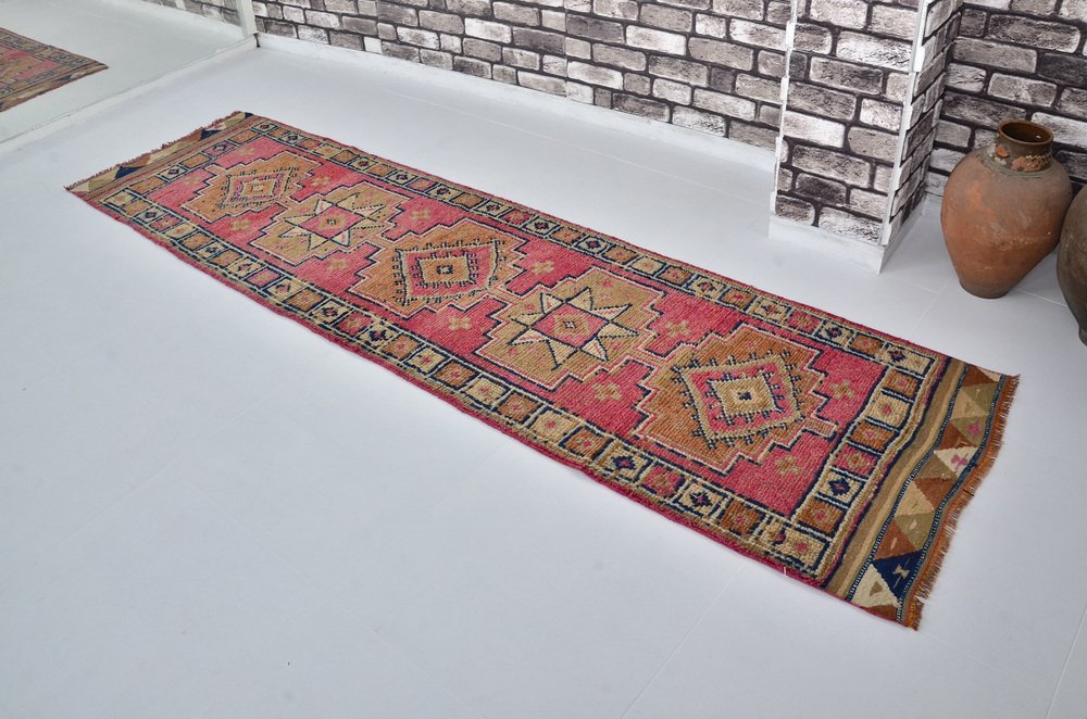 Turkish Pastel Pink Handwoven Rug for sale at Pamono