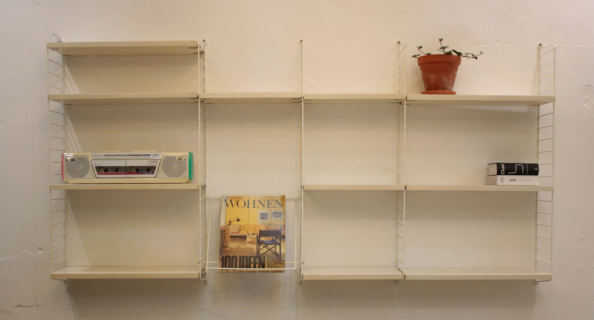 White Vintage Wall Shelf with Newspaper Tray by Kajsa & Nils Nisse