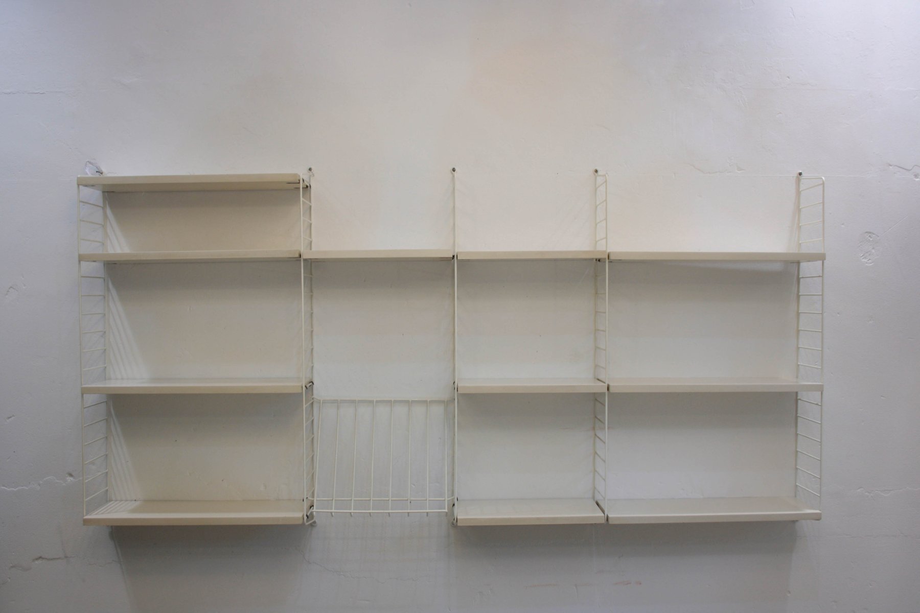 White Vintage Wall Shelf with Newspaper Tray by Kajsa & Nils Nisse