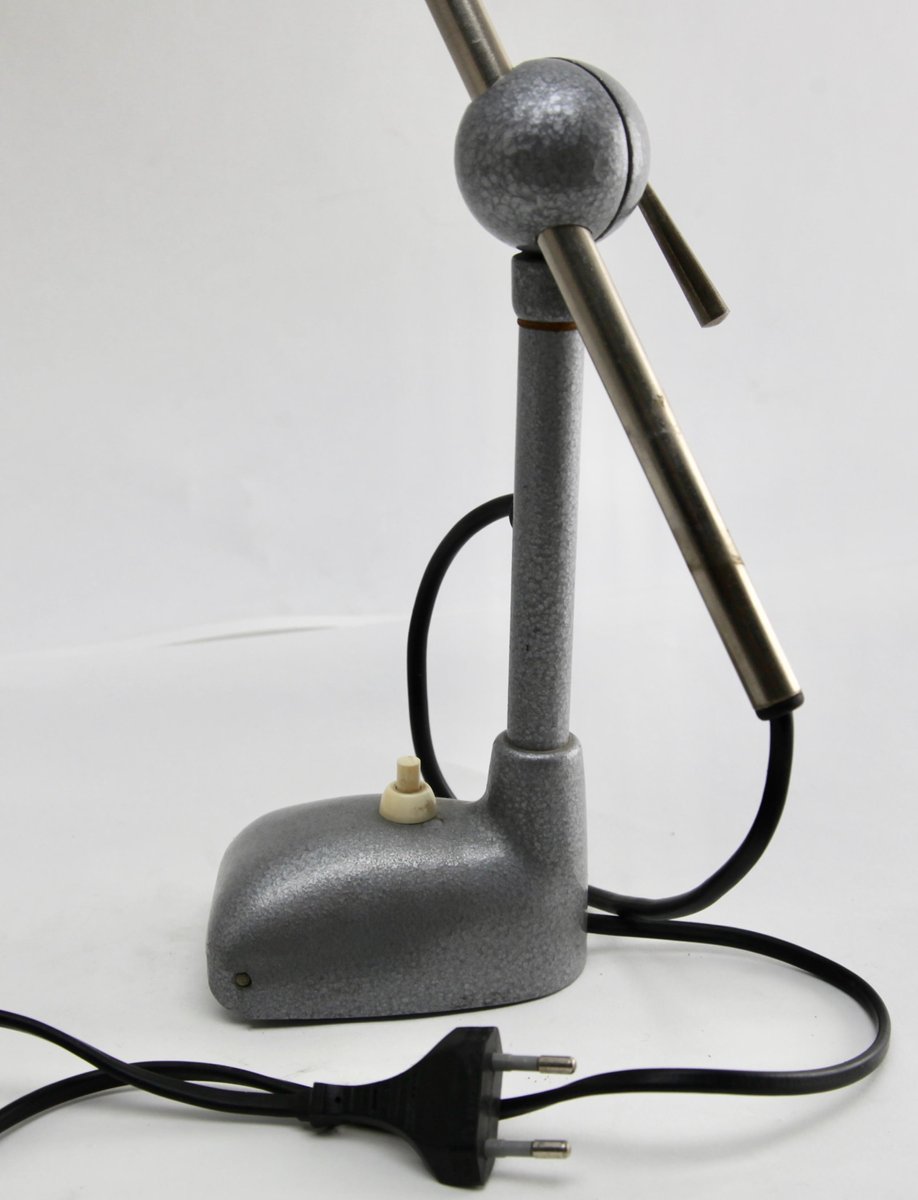 Industrial Desk Lamp in SilverGrey with Concealed ScrewDown Base for