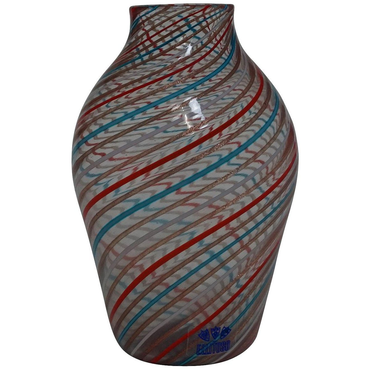 Italian Multicolored Canne Vase from Fratelli Toso, 1965 for sale at Pamono