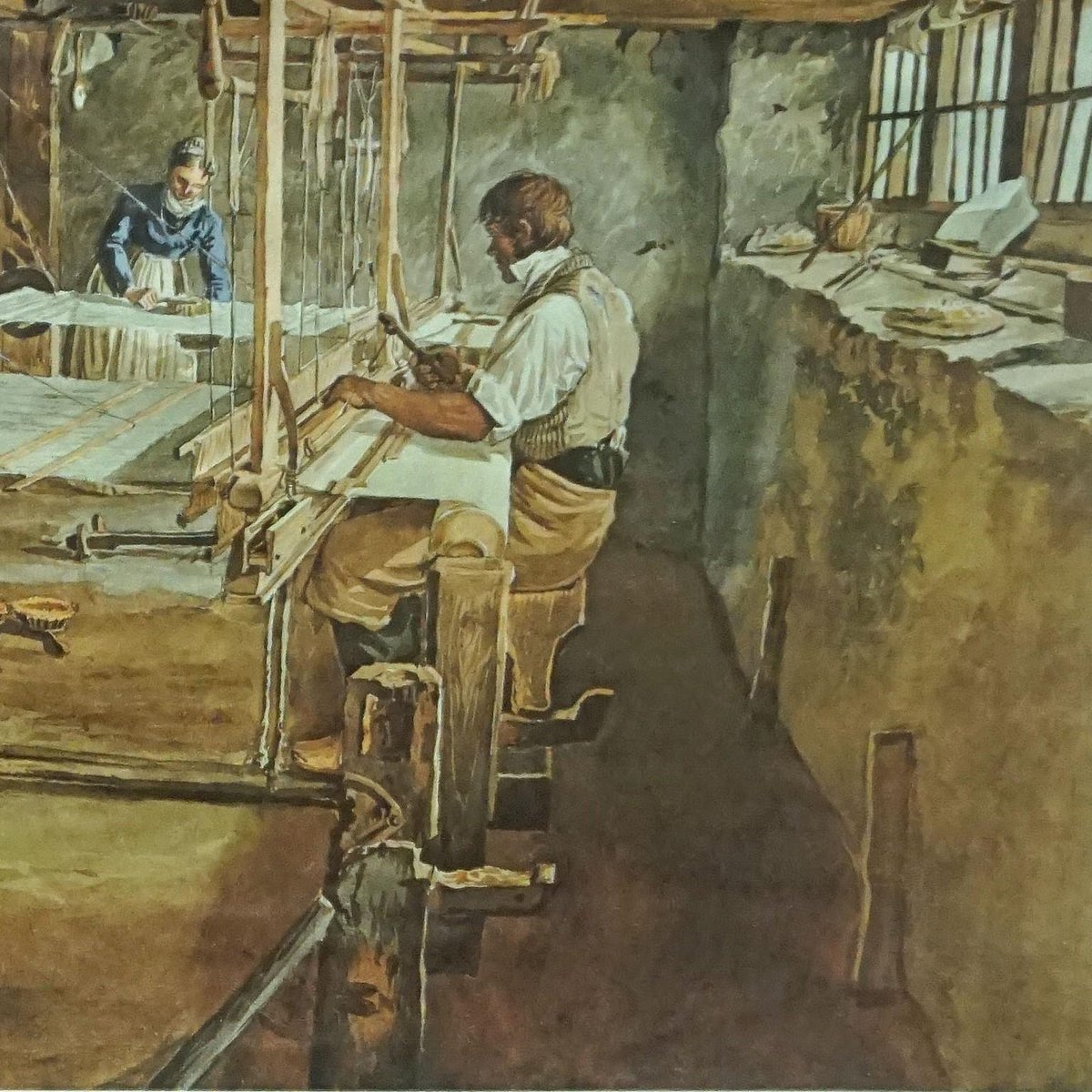 Industrial Revolution Weaving Loom Wall Chart for sale at Pamono