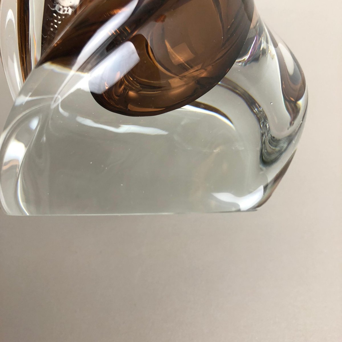 Grand vase ambré verre soufflé bouche Luster