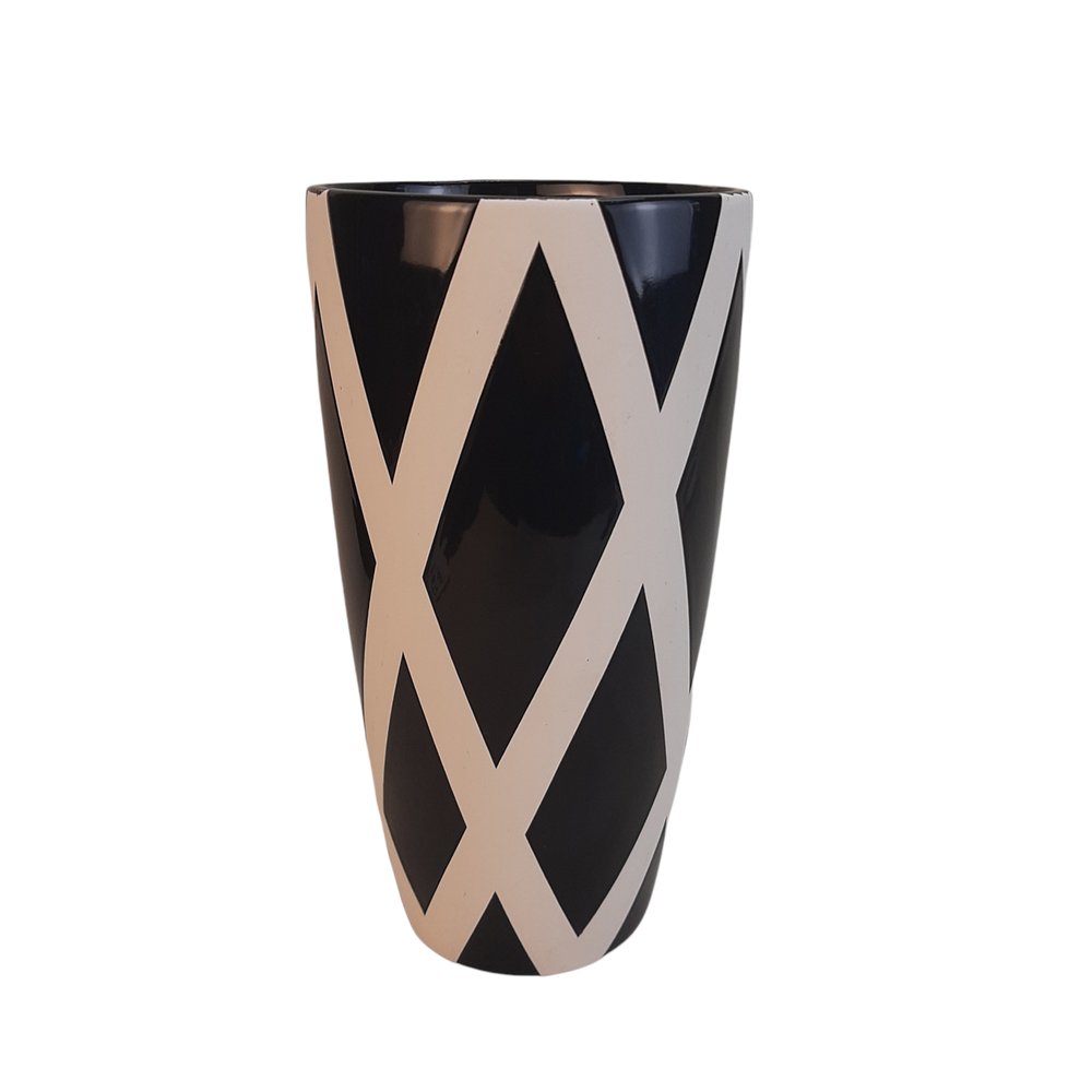 Vintage Black and White Stripe Ceramic Vase for sale at Pamono