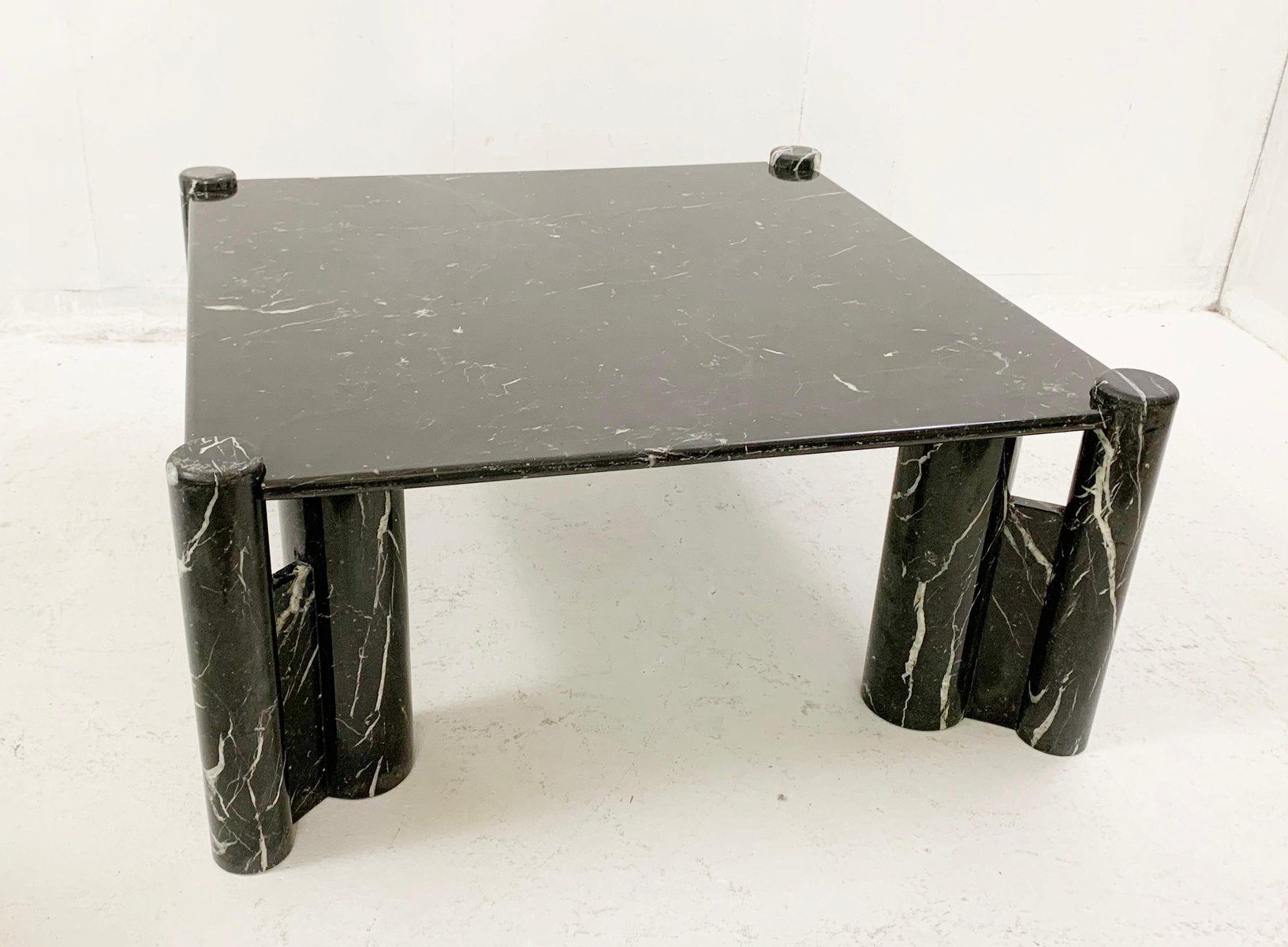 MidCentury Black Marble Square Coffee Table, 1970s for sale at Pamono
