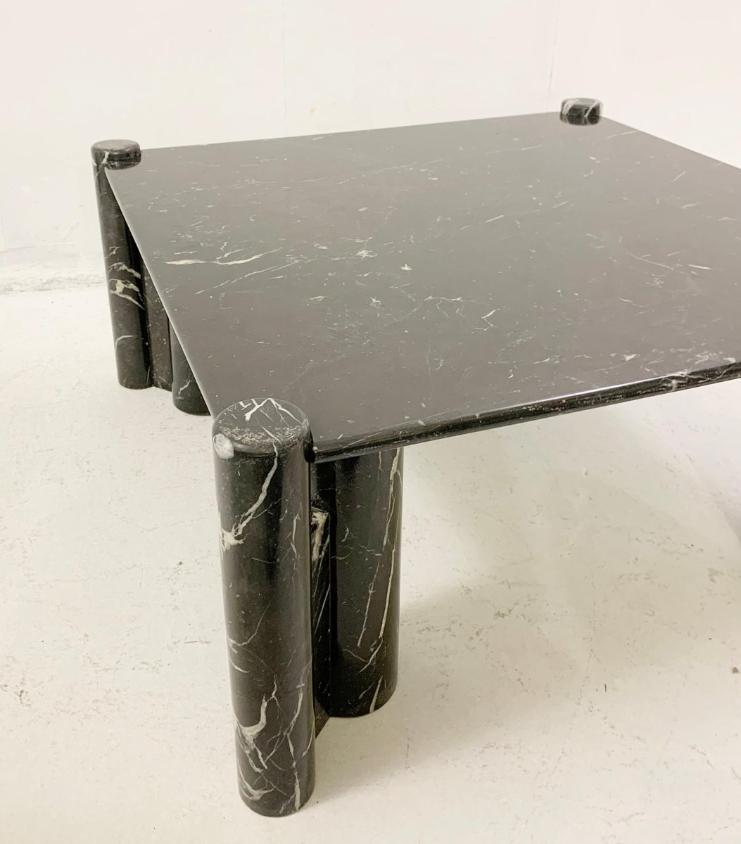 MidCentury Black Marble Square Coffee Table, 1970s for sale at Pamono