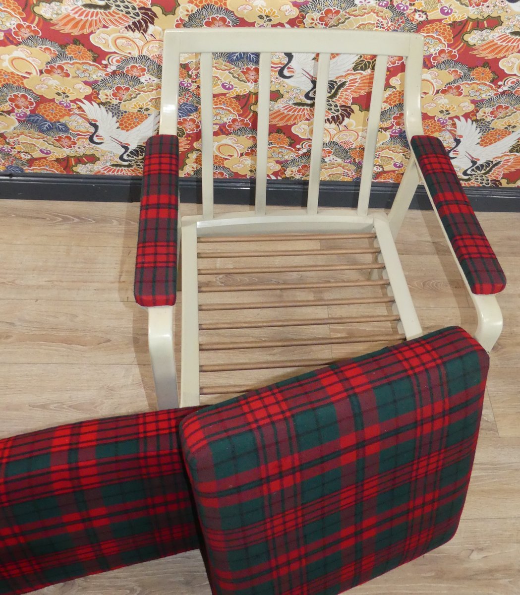 Red & Green Checkered Easy Chair, 1960s for sale at Pamono