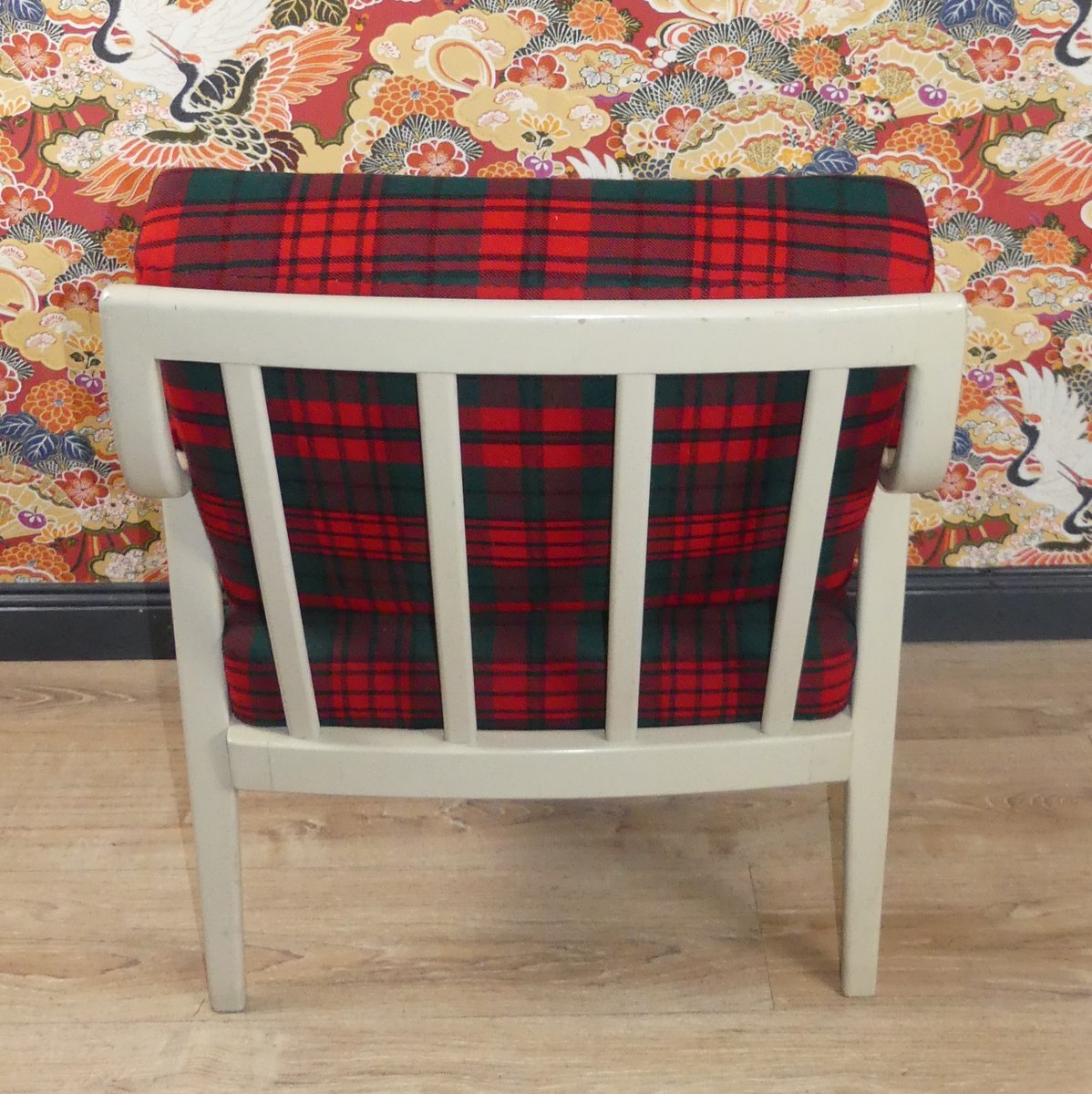 Red & Green Checkered Easy Chair, 1960s for sale at Pamono