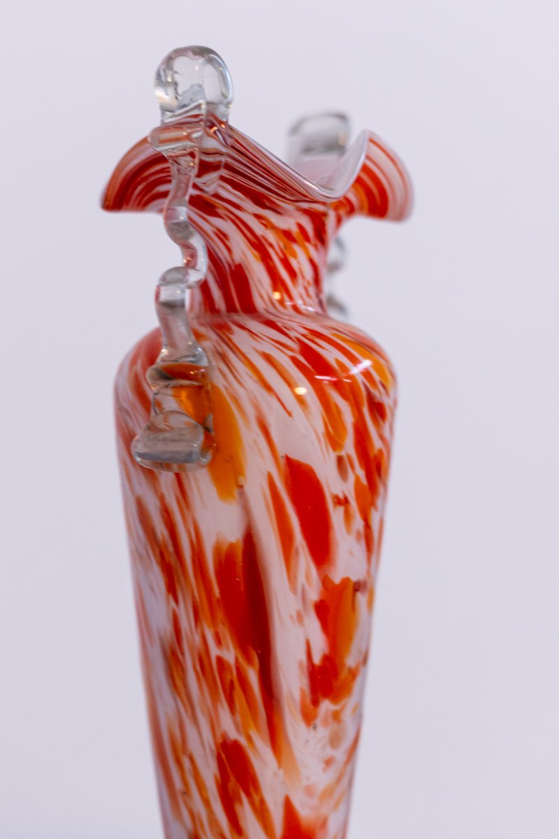Vintage Orange Murano Glass Vase by Fratelli Toso, 1940s for sale at Pamono