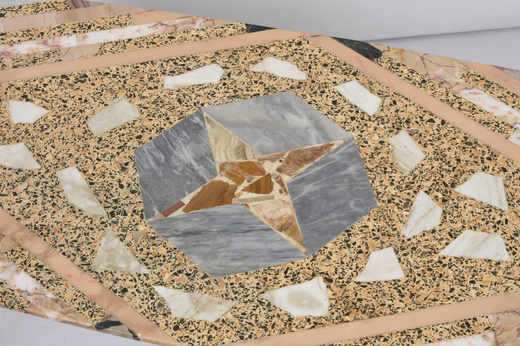 Mid-Century Italian Inlaid Marble Coffee Table with Metal and Brass ...