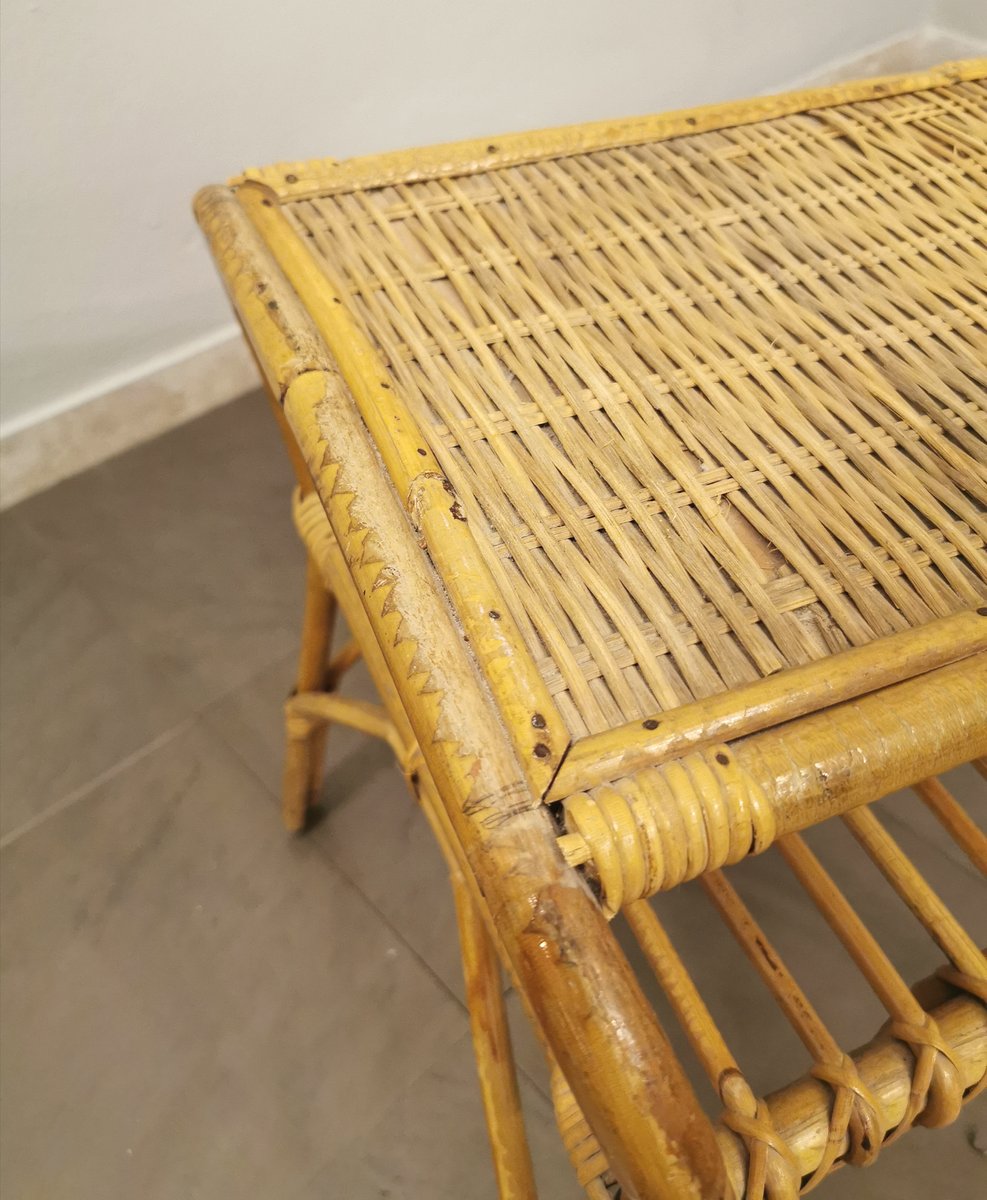 Bamboo & Rattan Bedside Tables, Italy, 1960s, Set of 2 for sale at Pamono