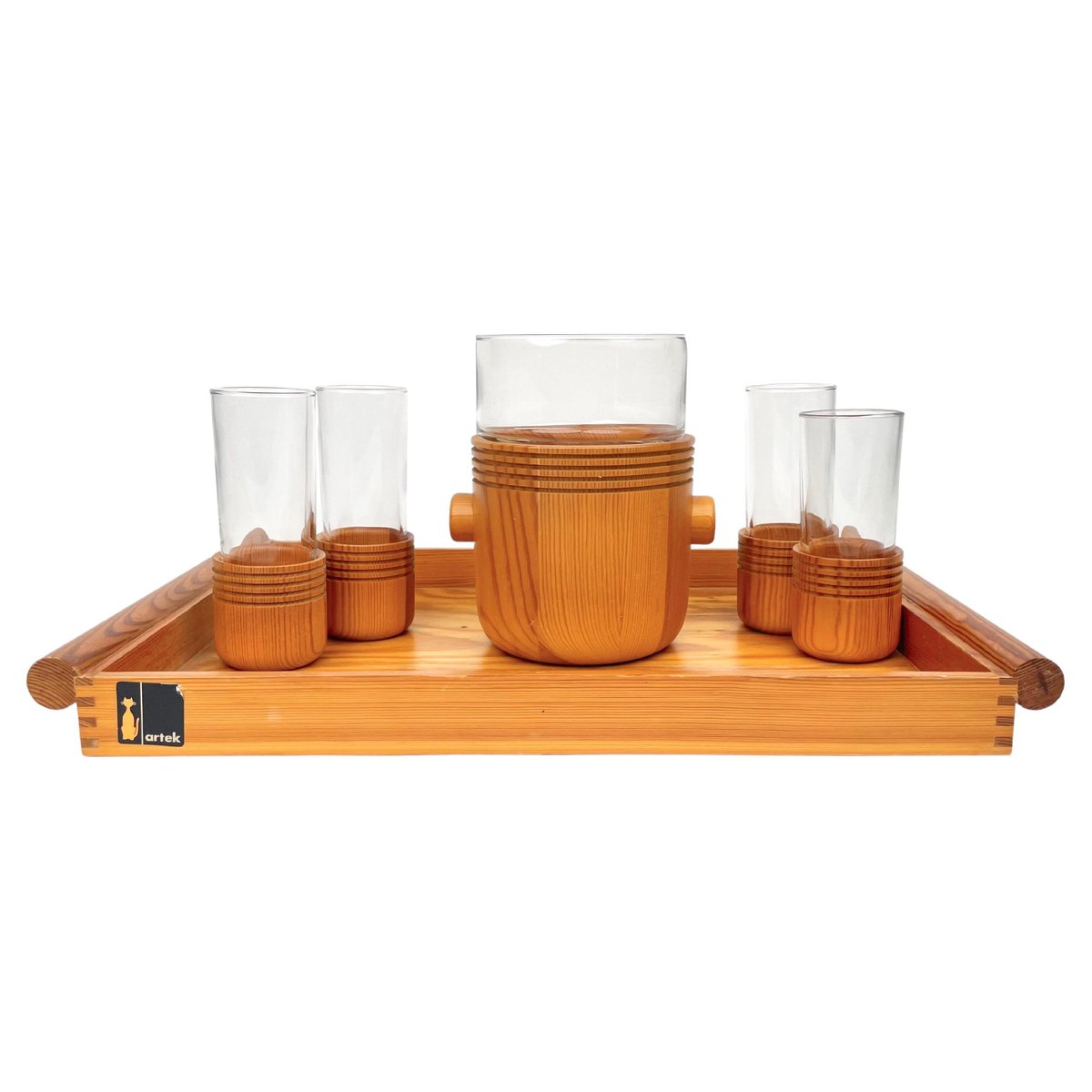 Ice Bucket & Glasses Serving Set by Alvar Aalto for Artek, Italy, 1960s for sale at Pamono