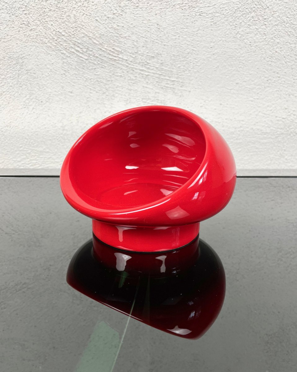 Space Age Red Ceramic Ashtray from Gabbianelli Studio Opi, Italy, 1970s