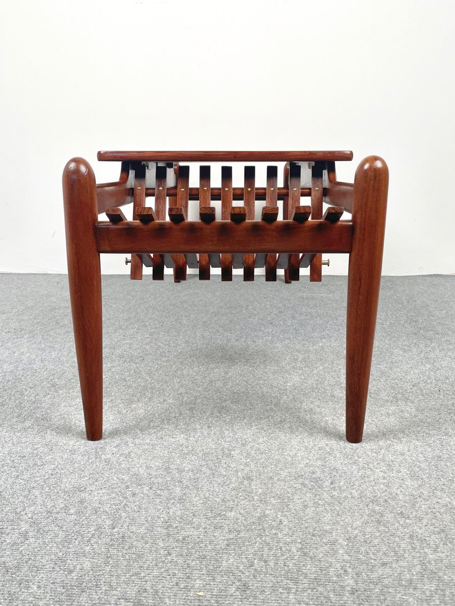 Teak Wood Coffee Table Magazine Rack, Italy, 1960s for sale at Pamono