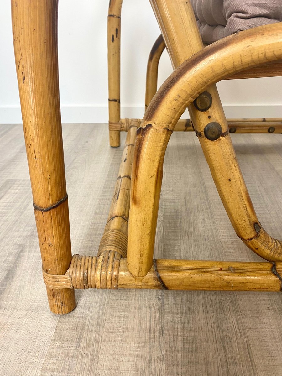 Italienischer Sessel aus Bambus und Rattan, 1960er bei Pamono kaufen