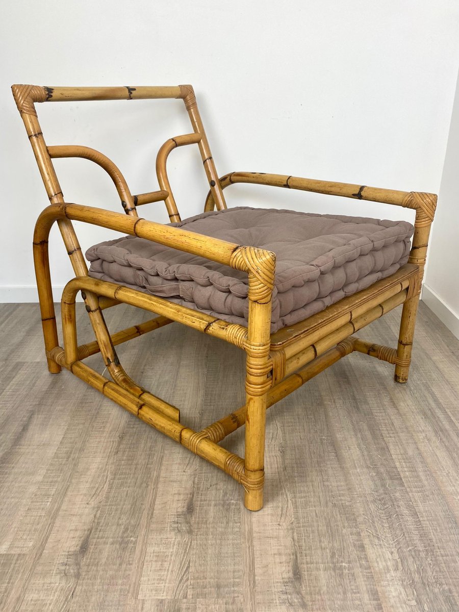 Italienischer Sessel aus Bambus und Rattan, 1960er bei Pamono kaufen