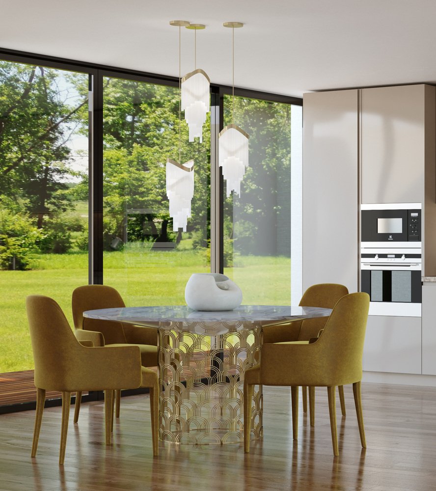 Cosmos Dining Table with Carrara Marble Top for sale at Pamono