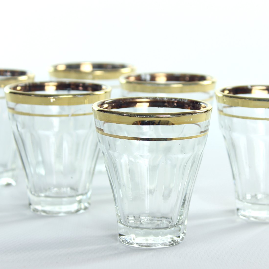 Vintage Gold Rim Drinking Glasses, Czechoslovakia, 1960s, Set of 6 for sale at Pamono