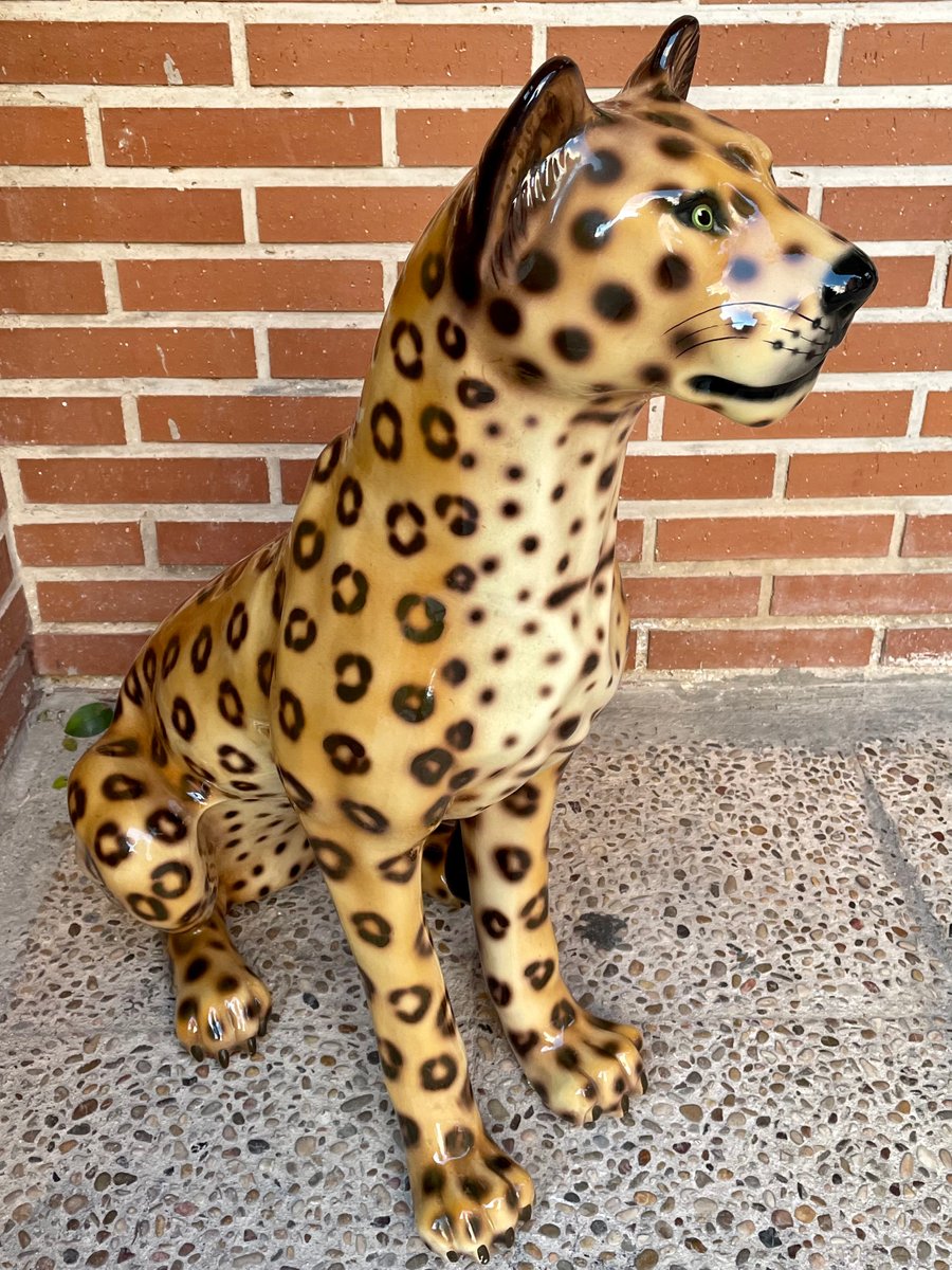 Ceramic Leopard Statue for sale at Pamono