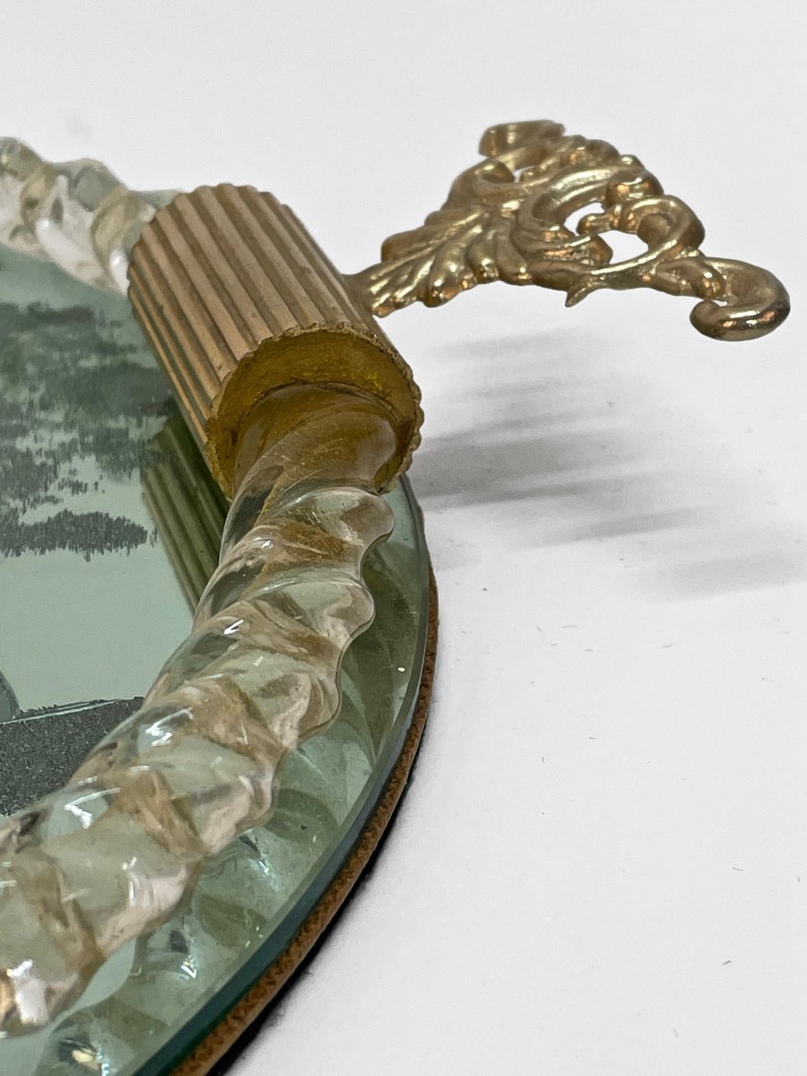 Italian MirrorEngraved Murano Glass Serving Tray from Ercole Barovier, 1940s for sale at Pamono