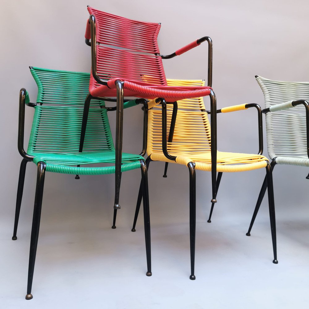 Colored Outdoor Chairs, Set of 6 for sale at Pamono