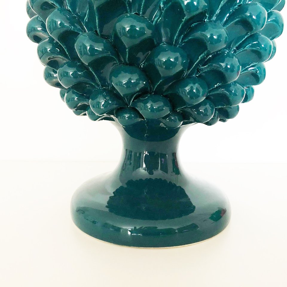 Lampe Céramique Caltagirone – Cylindre Pomme Turquoise – 60cm – Fait Main Italie