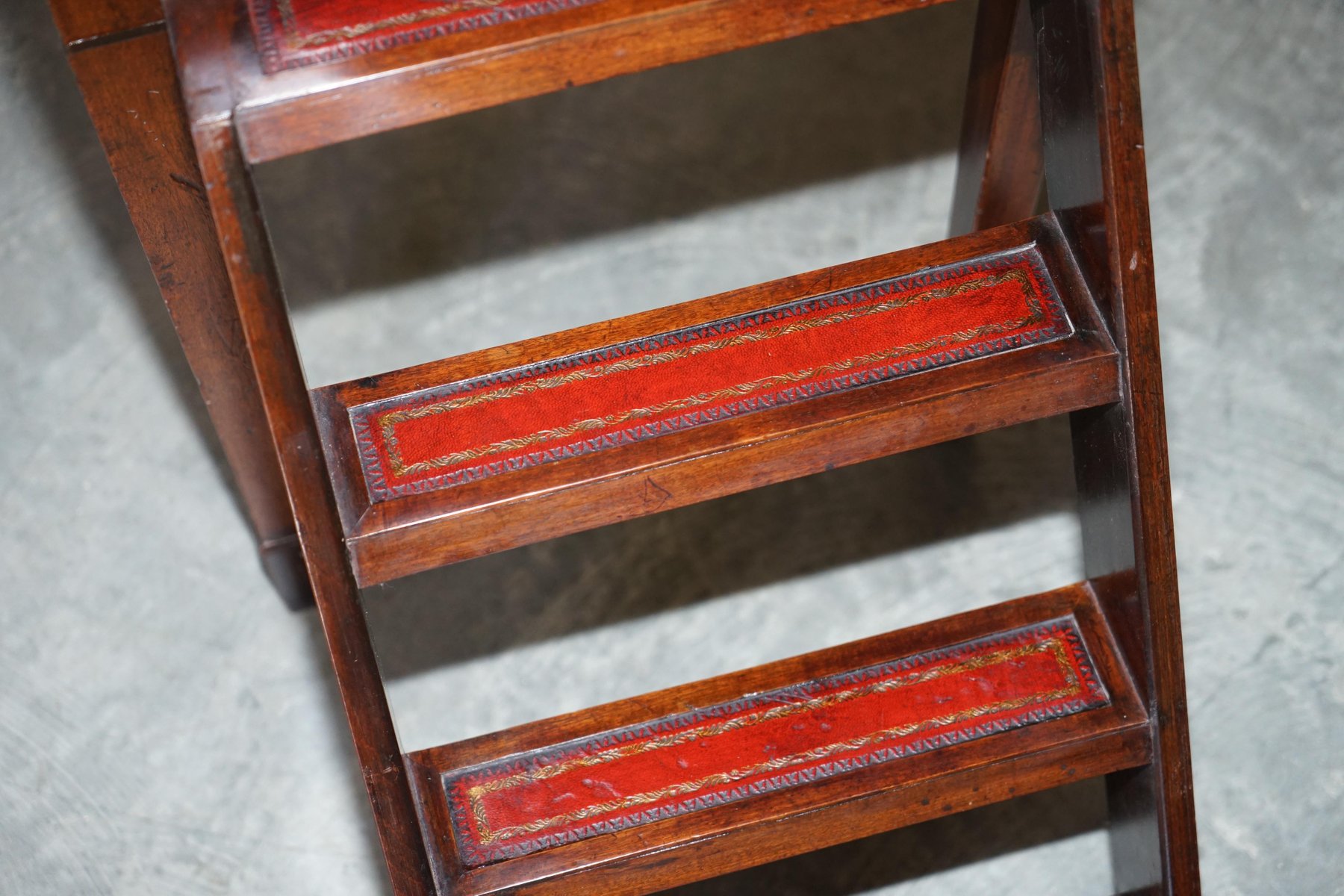 Metamorphic Leather Library Regency Metamorphic Library Steps or Table with Oxblood Leather for ...