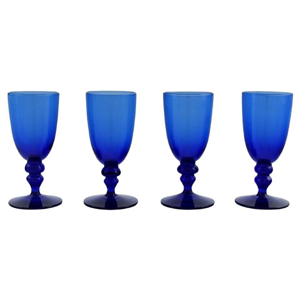 Blue Mouth Blown Art Glass Shot Glasses by Monica Bratt for Reijmyre