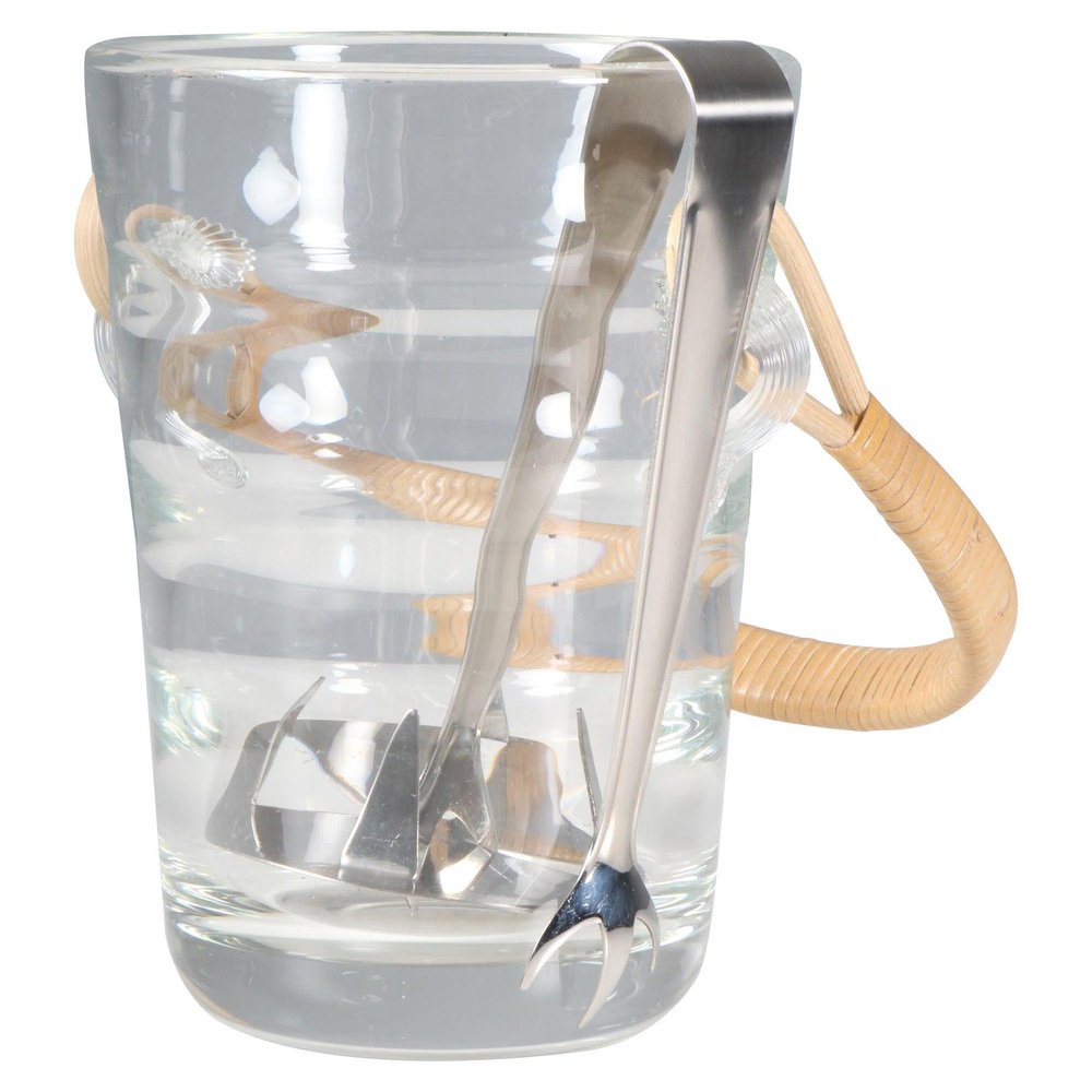 Ice Bucket in Glass and Cane from Holmegaard, 1960s for sale at Pamono