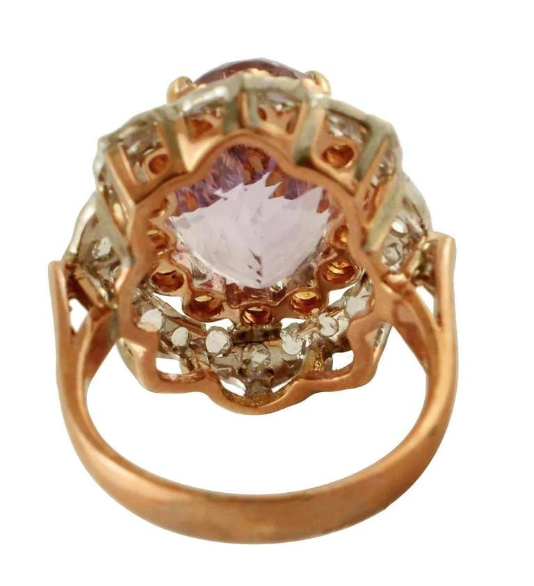 9 Karat Gold & Silver Cluster Fashion Ring for sale at Pamono