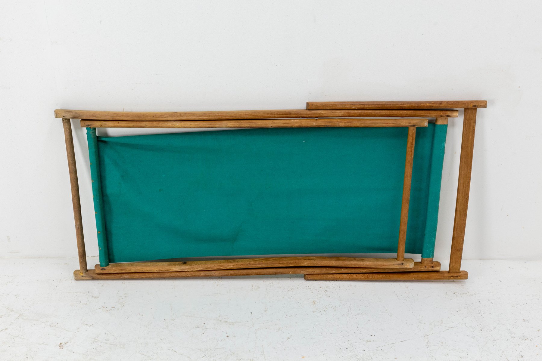 French Fabric Folding Deck Chair for sale at Pamono