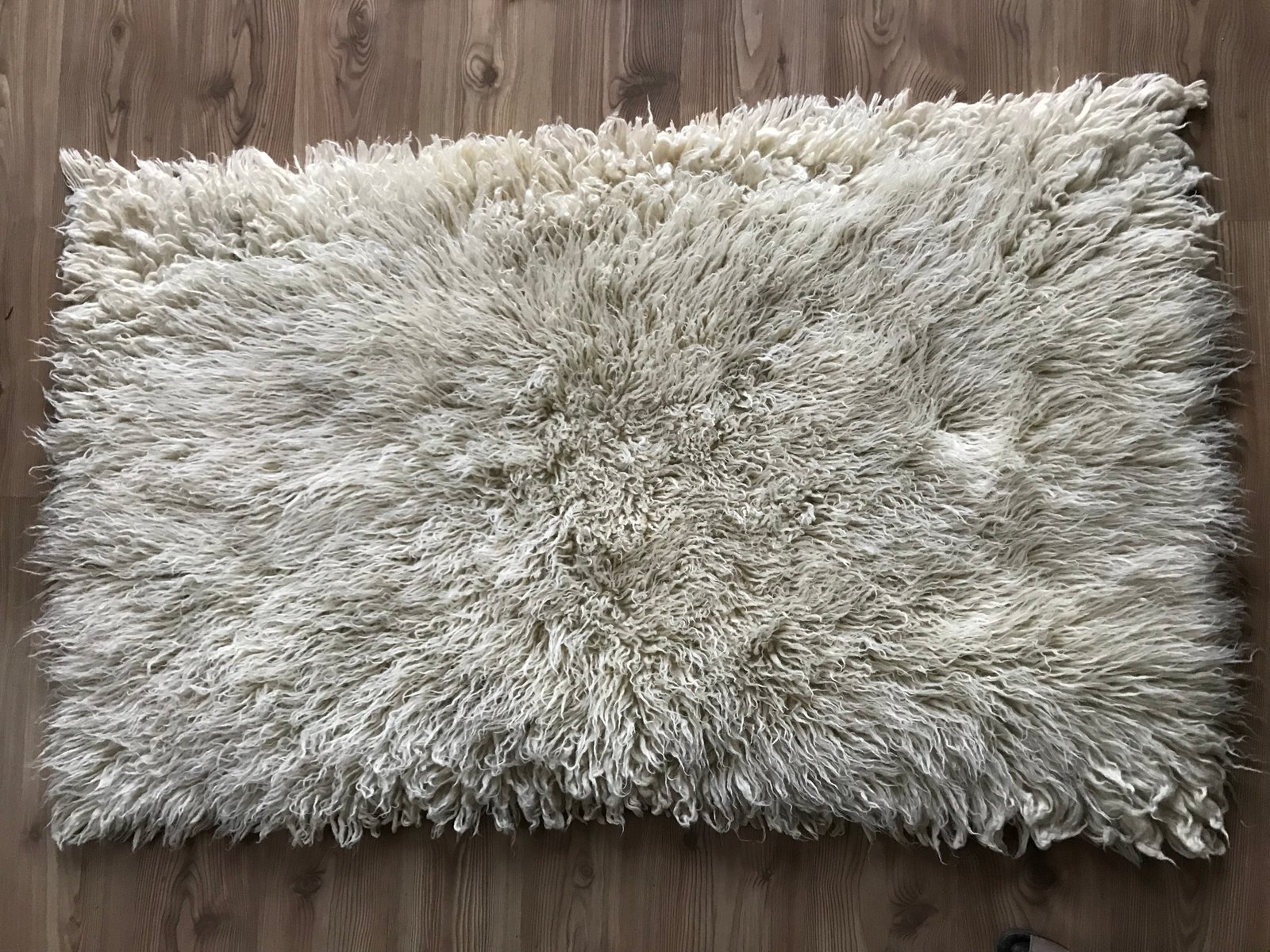 Thick Ecru Wool Rug, 1970s for sale at Pamono